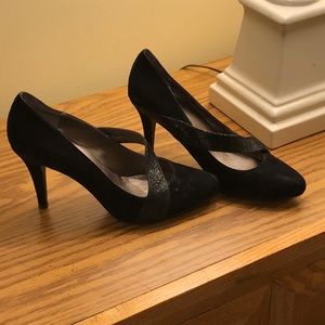 Moda Black Velvet Dress Heel - Size 7.5
